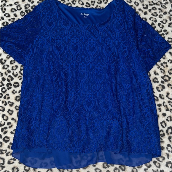 Kim Rogers Tops - Kim Rogers Royal Blue Lace Blouse